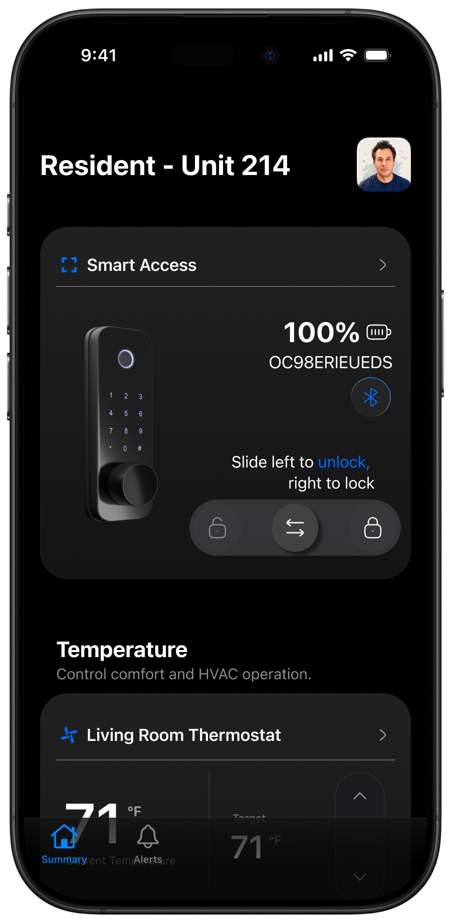 Connect IoT resident mobile app for access and smart lock interaction