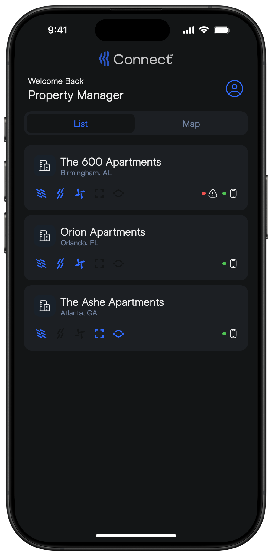 Connect IoT admin mobile app for staff response